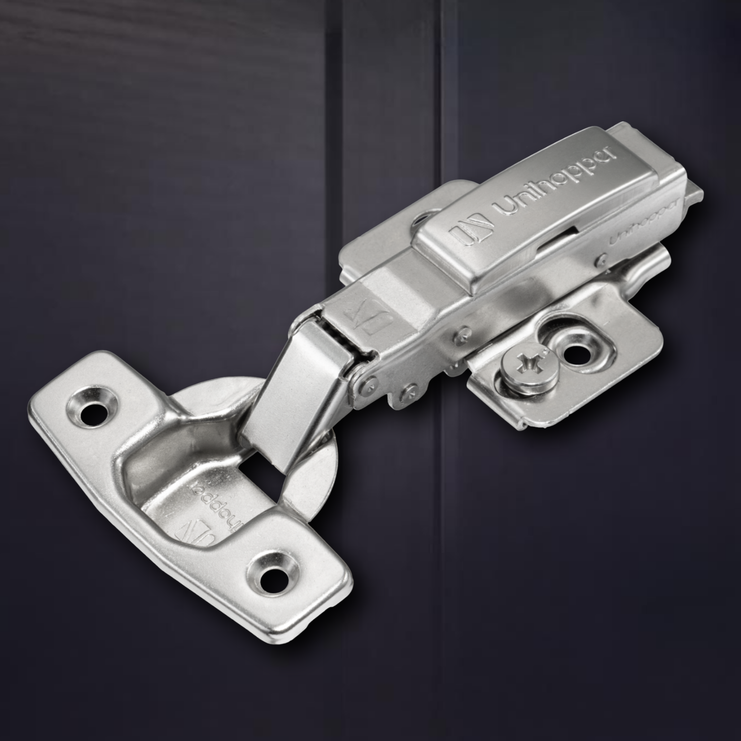 фото Накладная 3D петля UNIHOPPER SETTON с доводчиком, 45мм, с декоративной накладкой